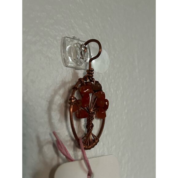 Handmade Copper and Serpentine Crystal Tree of life 3.5x2” Wall Decor - Picture 3 of 5